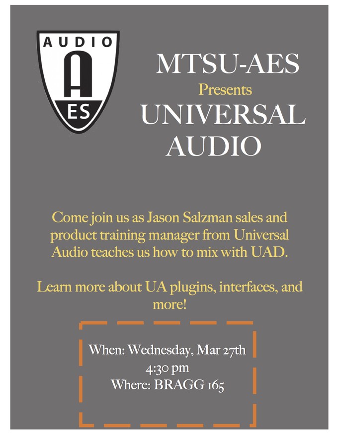 Past Event: Universal Audio Technology and Software Demo