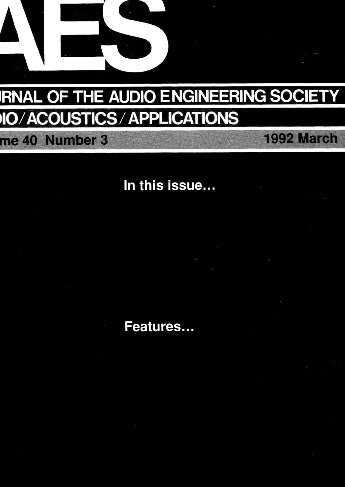 AES E-Library » Complete Journal: Volume 40 Issue 3