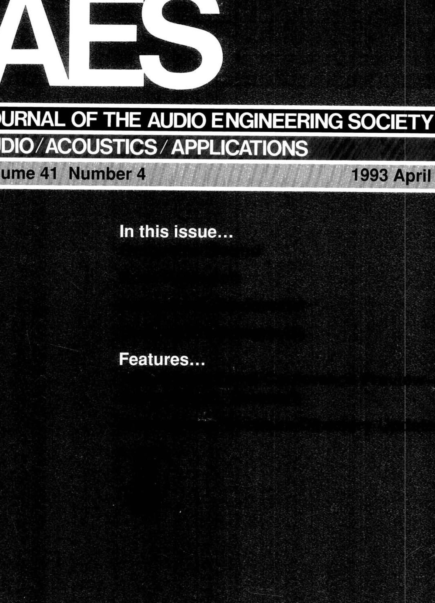 AES E-Library » Complete Journal: Volume 41 Issue 4