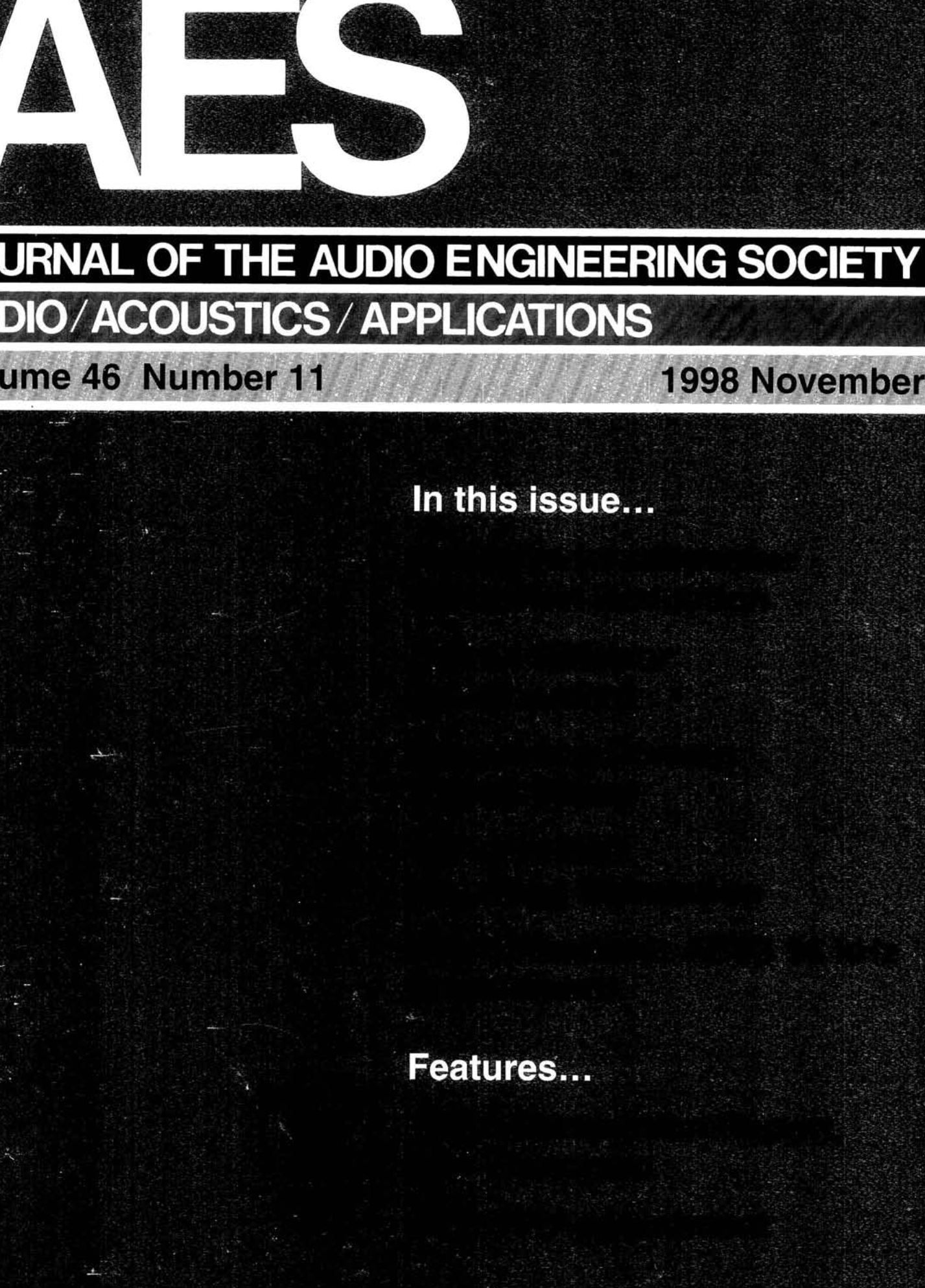 AES E-Library » Complete Journal: Volume 46 Issue 11