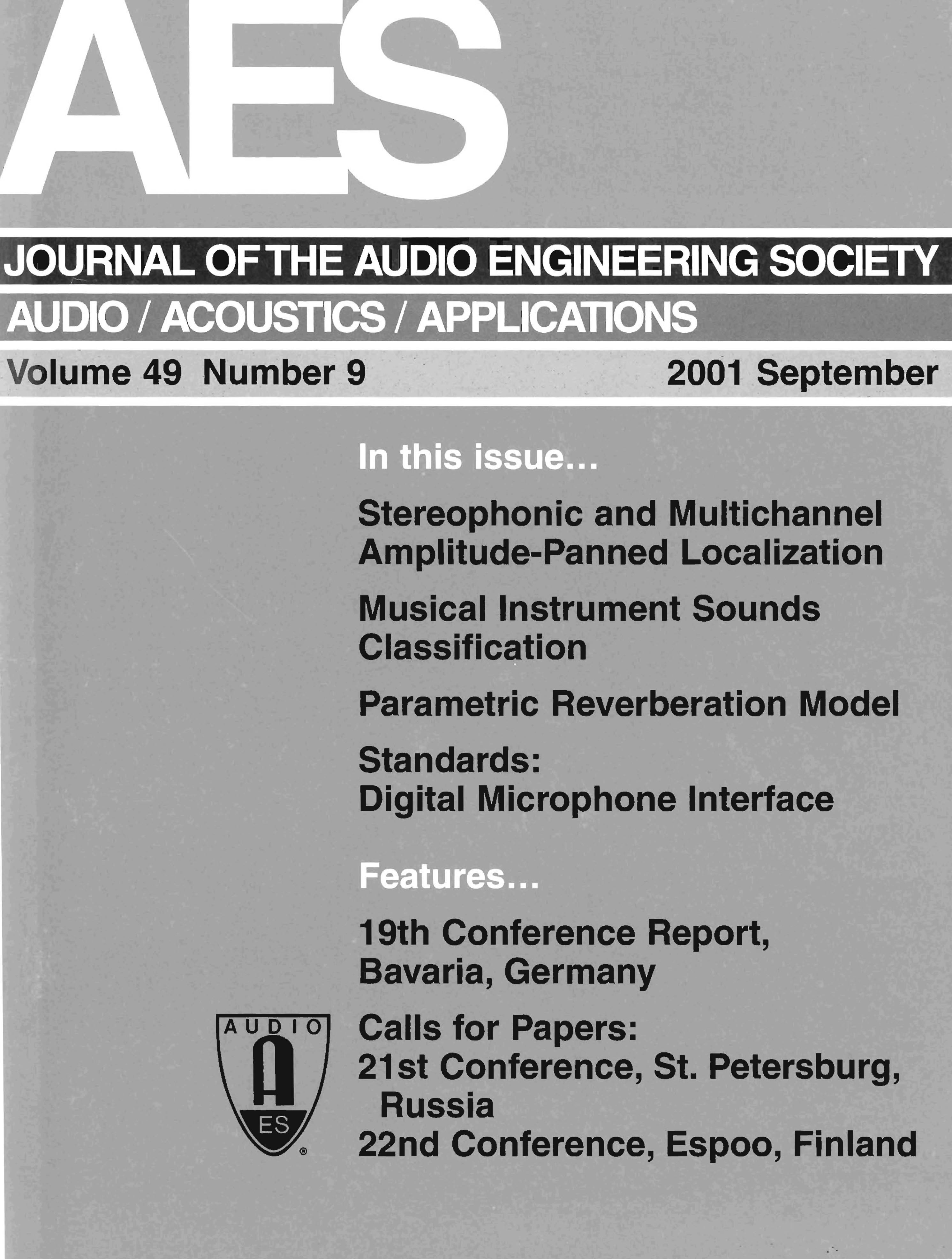 AES E-Library » Complete Journal: Volume 49 Issue 9