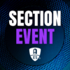 A graphic with a blue background featuring the text 'SECTION EVENT' in bold letters, alongside the Audio Engineering Society logo