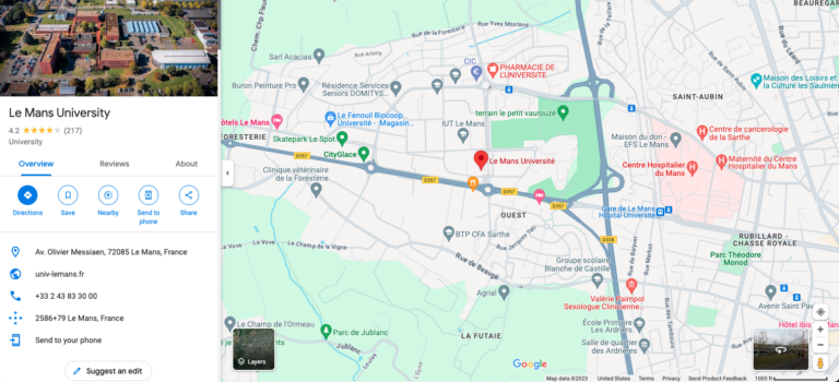 Le Mans University Google Maps